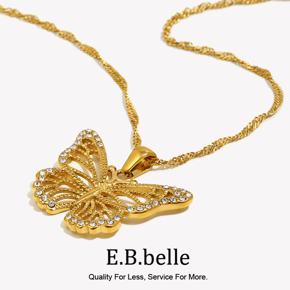 Butterfly Clasp Deployant - E.B.belle perhiasan baja tahan karat 18K