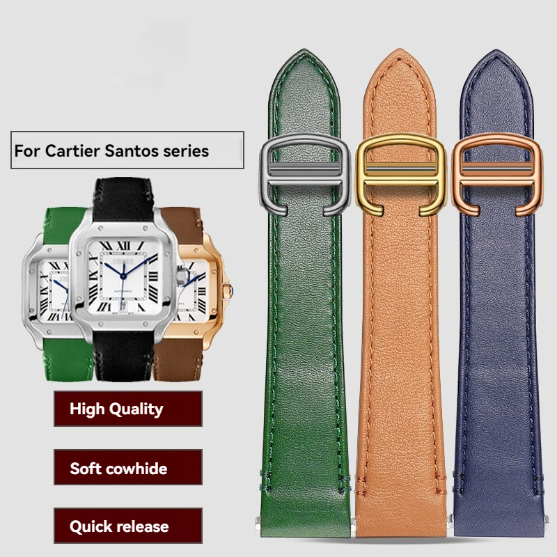 Cartier Watch Santos - Tali Jam Kulit 19Mm 21Mm untuk