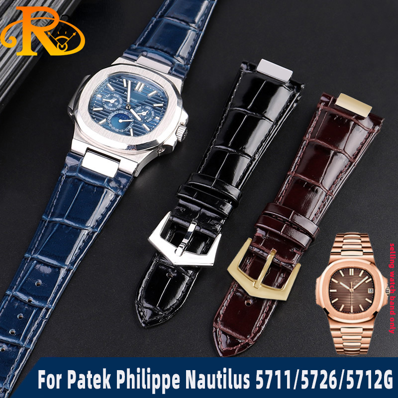 Patek Philippe Watch Aquanaut - Tali jam tangan kulit asli takik,