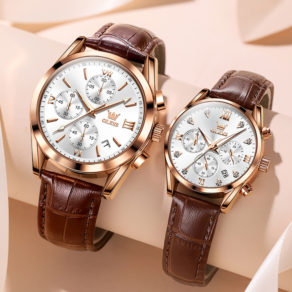 OLEVS jam tangan kuarsa tahan  - Leather Watch Band Men ulasan dan harga