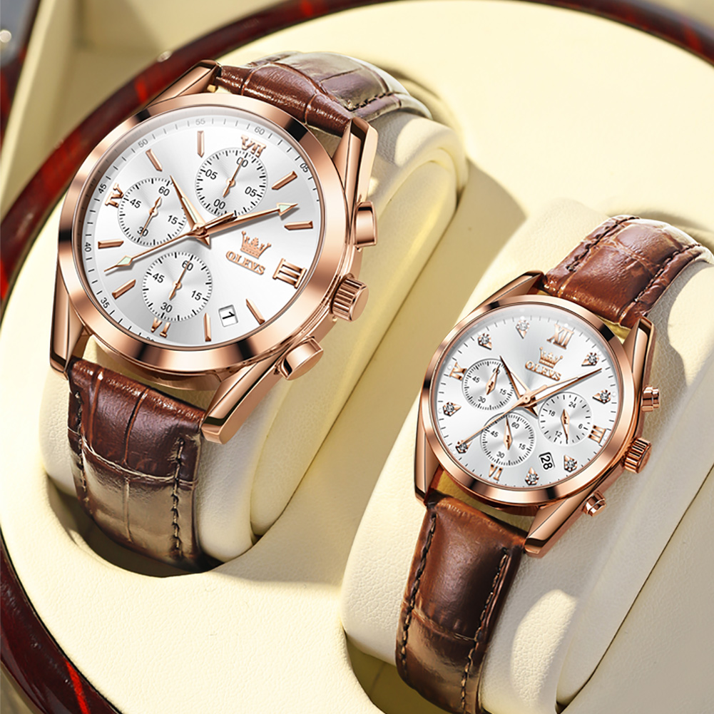 OLEVS jam tangan kuarsa tahan  - Leather Watch Band Men ulasan dan harga