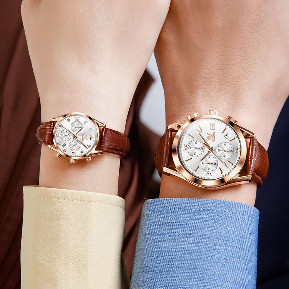 OLEVS jam tangan kuarsa tahan  - Leather Watch Band Men ulasan dan harga
