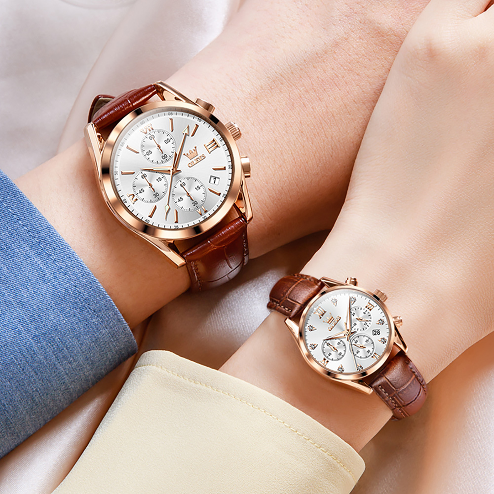 OLEVS jam tangan kuarsa tahan  - Leather Watch Band Men ulasan dan harga